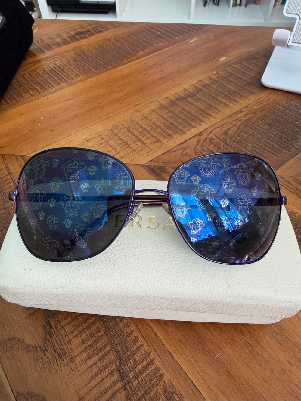 Versace Purple-Blue Gradient Medusa Pattern Sunglasses